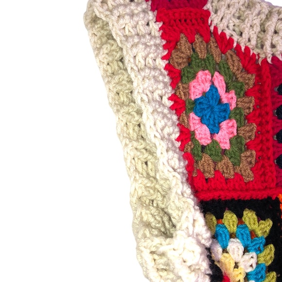Multicolor Patchwork Oversized Chunky Crochet Pullover Sweater Vest - Picture 10 of 15